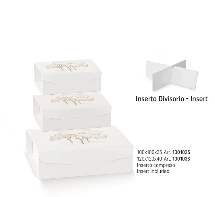 Caixa Cartão 10X10X3.5cm Árvore Marfim (divisórias)