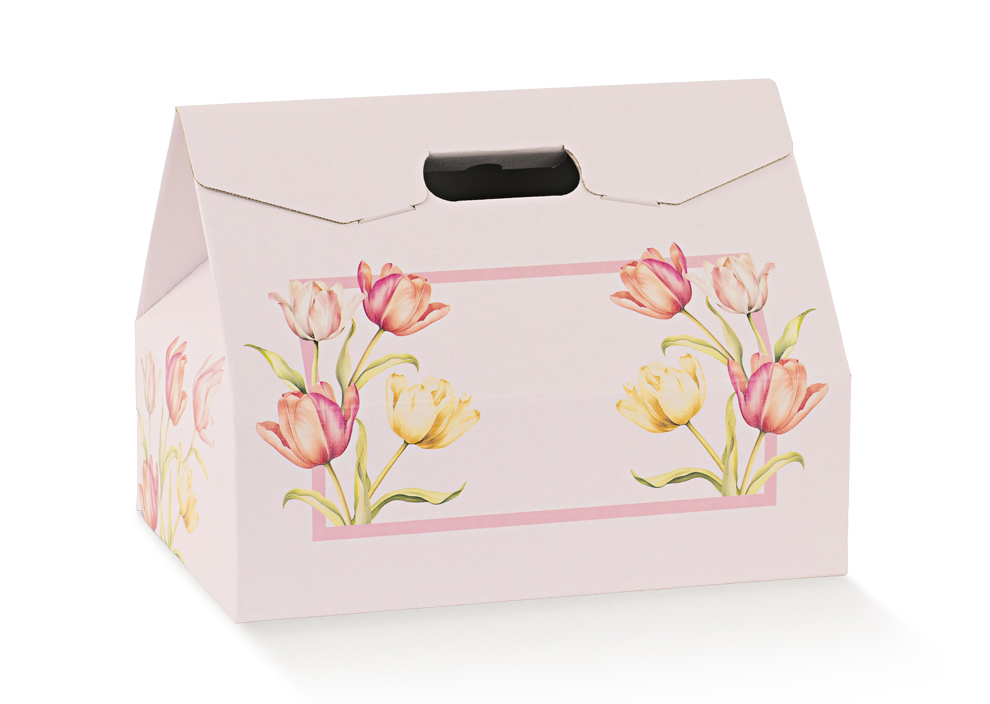 Caixa Baú grande 33.5X23.5X25cm Tulipas