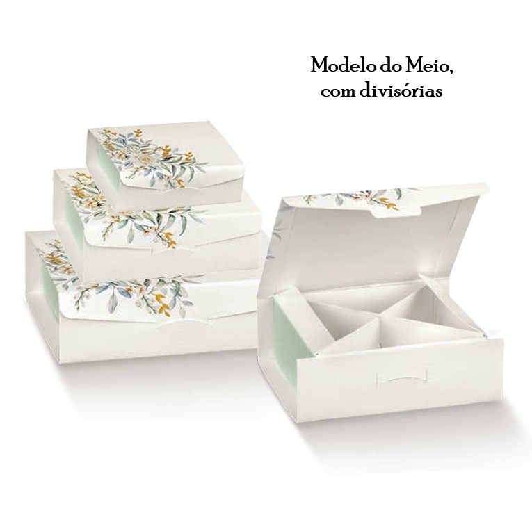 Caixa Cartão 10X10X3.5cm Botânica (divisórias)