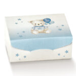 Caixa Cartão 7X7X3cm Ursinho Azul