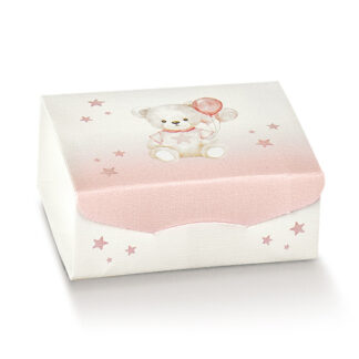 Caixa Cartão 7X7X3cm Ursinho Rosa