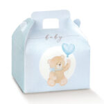 Caixa Cartão Baú Urso Azul 7X6X4.3cm