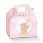Caixa Cartão Baú Urso Rosa 7X6X4.3cm