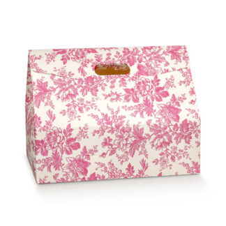 Caixa Baú grande 33.5X33.5X25cm Floreado Rosa