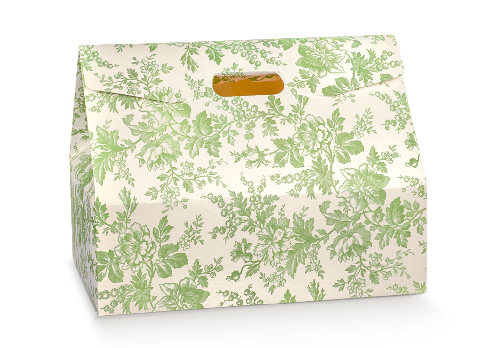 Caixa Baú grande 33.5X33.5X25cm Floreado Verde