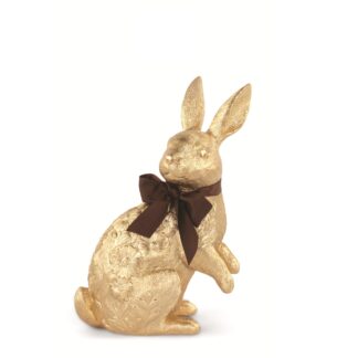 Coelho Dourado com laço Castanho (imita Chocolate Lindt) 26.5cm: em caixa oferta