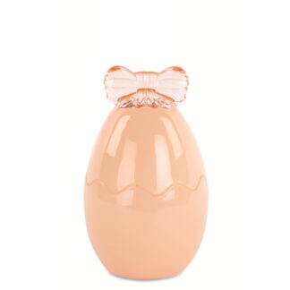 Pote Ovo de Vidro Com Laço Laranja de pé 17cm