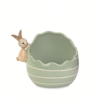 Pote Verde Riscas Coelhinho 18X15cm: em caixa oferta