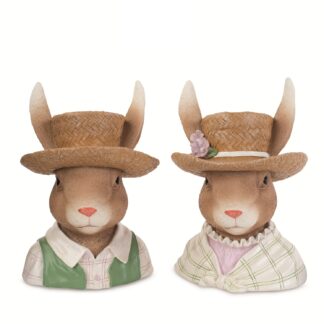 Conjunto Vasos Casal de Coelhinhos 20cm: em caixa oferta