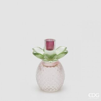 FLOWER CANDLE HOLDER H.16 D.12 C6 Cod. 4400508A775 Variation GREEN/PINK