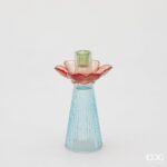 FLOWER CANDLE HOLDER H.21 D.12 C6 Cod. 4400507A899 Variation BLUE MIX