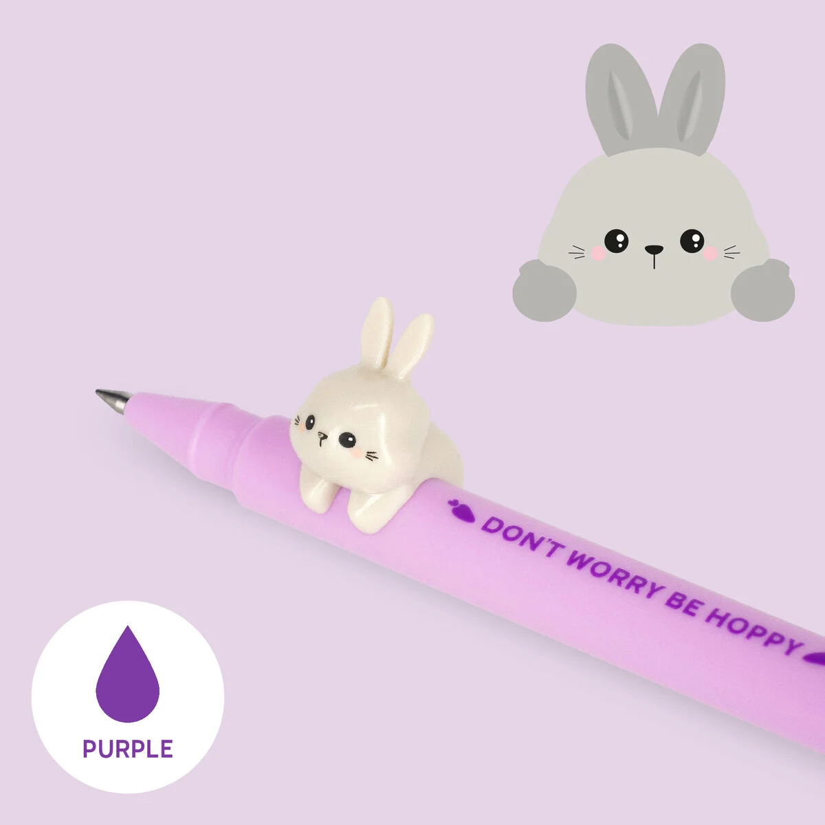 Gel Pen with "Don't Worry Be Hoppy" Bunny Animal Decoration - Lovely Friends