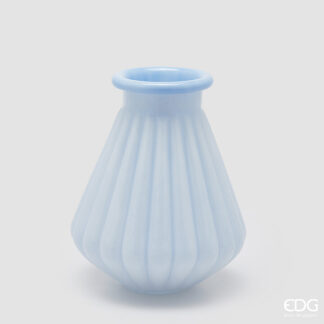STRIPED VASE WITH RIM PCS H.28 D.23 C6 Cod. 1101255A881 Variation LIGHT BLUE