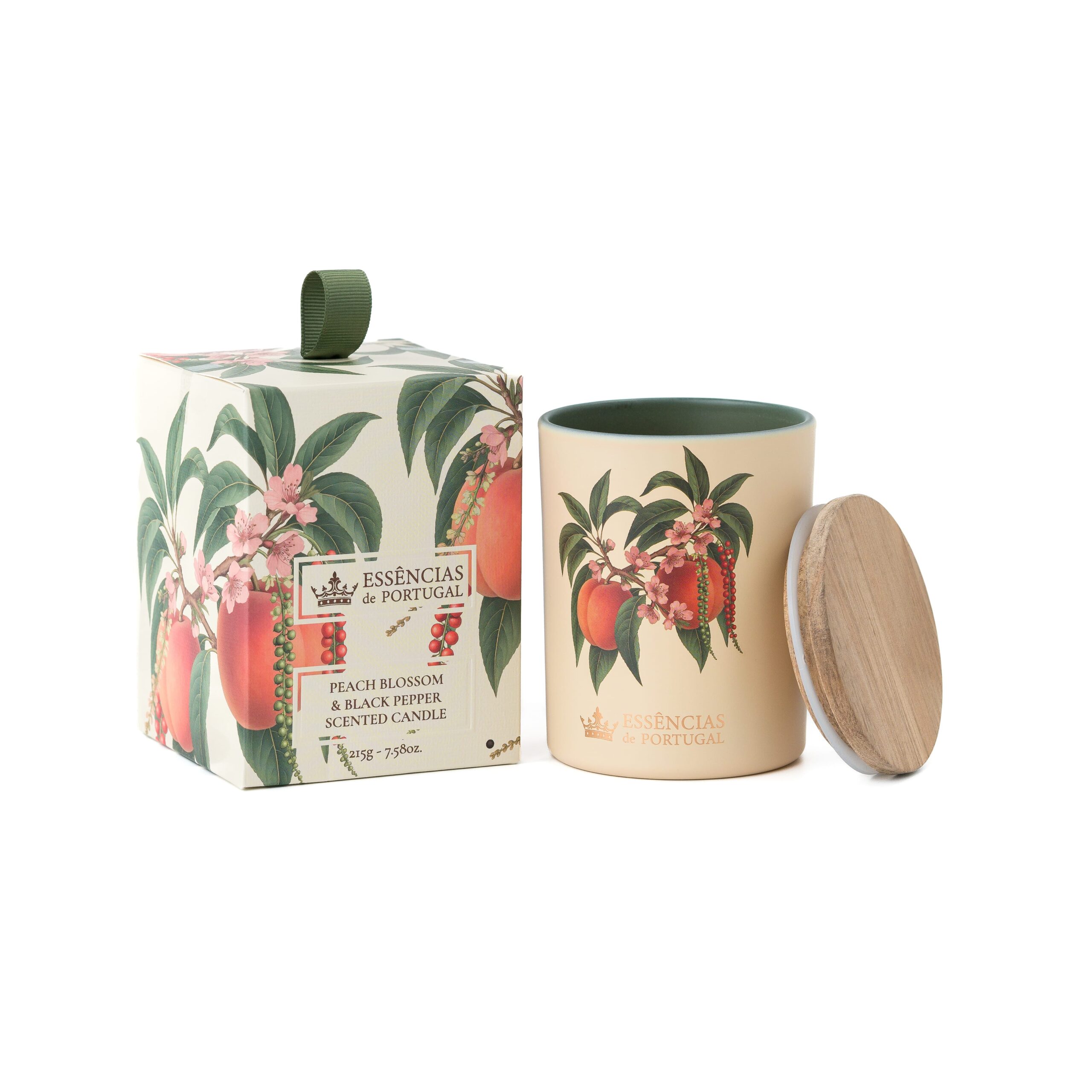 – EPV4017 – Vela 215gr cera vegetal: Flor de Pessegueiro e Pimenta Preta – Coleção Canto IX essências de portugal