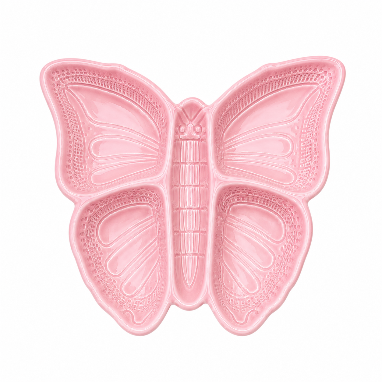 Prato Taça Borboleta: Rosa Pastel