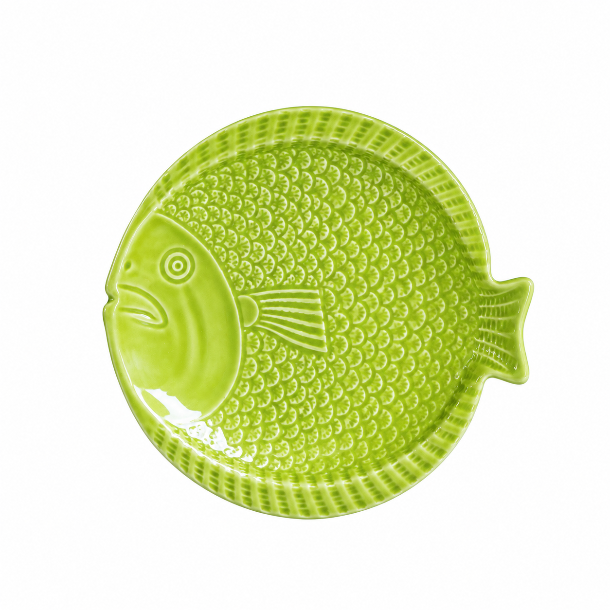 mimoso olaria juncais prato raso fundo verde peixe verão mesa louça faiança portugal artesanal pires