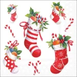 Napkin 33 X-Mas stockings white FSC Mix 33320200
