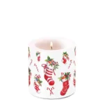 Candle small X-Mas stockings white 39220200