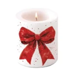 Candle medium Fancy bow red/white 39321325