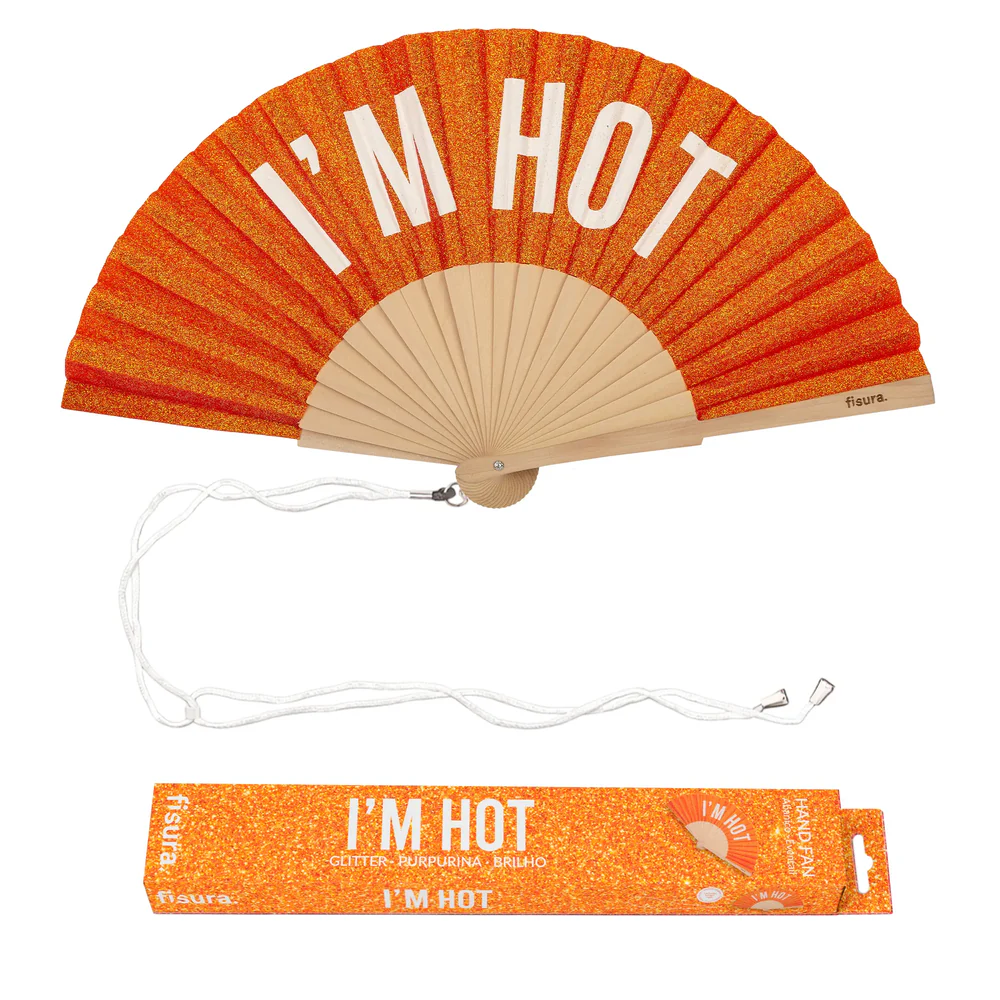 Leque Abanico I'm Hot (laranja purpurina) - Image 2