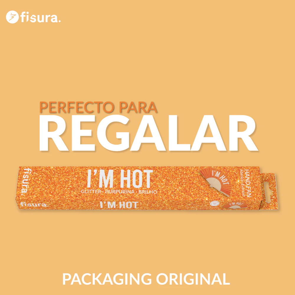 Leque Abanico I'm Hot (laranja purpurina) - Image 6