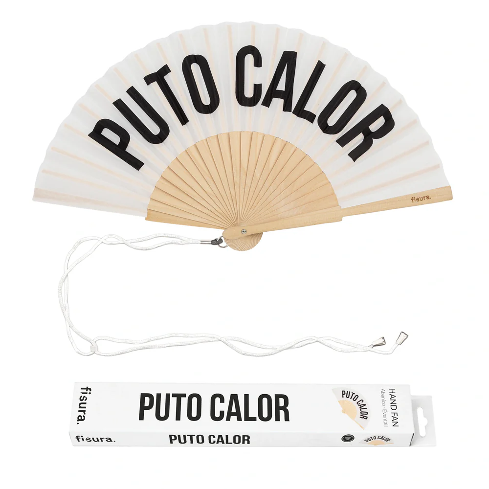 Abanico “Puto calor” blanco fisura