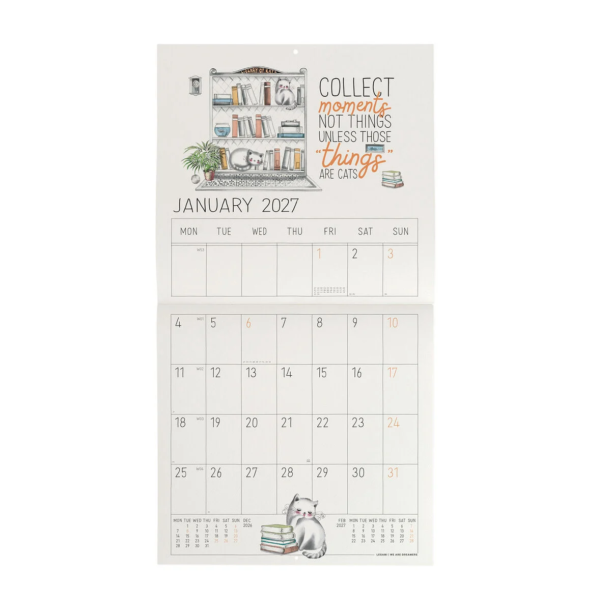Calendário parede quadrado 2027 Legami: Skecthy Cats - Image 2