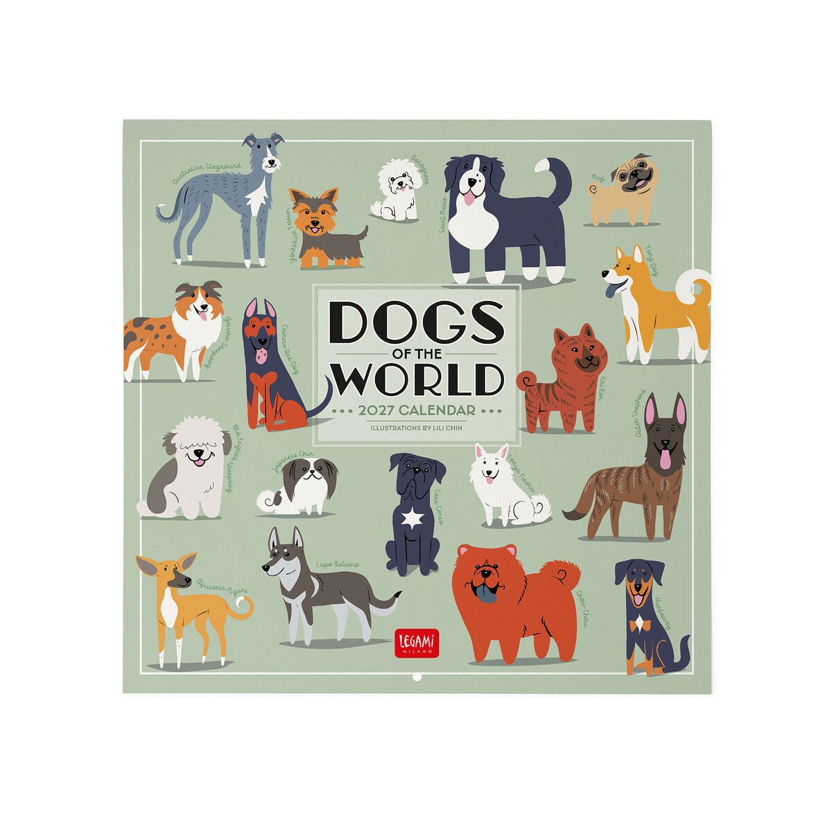 Calendario de Pared 2027 - 30 x 29 cm - Dogs of the World