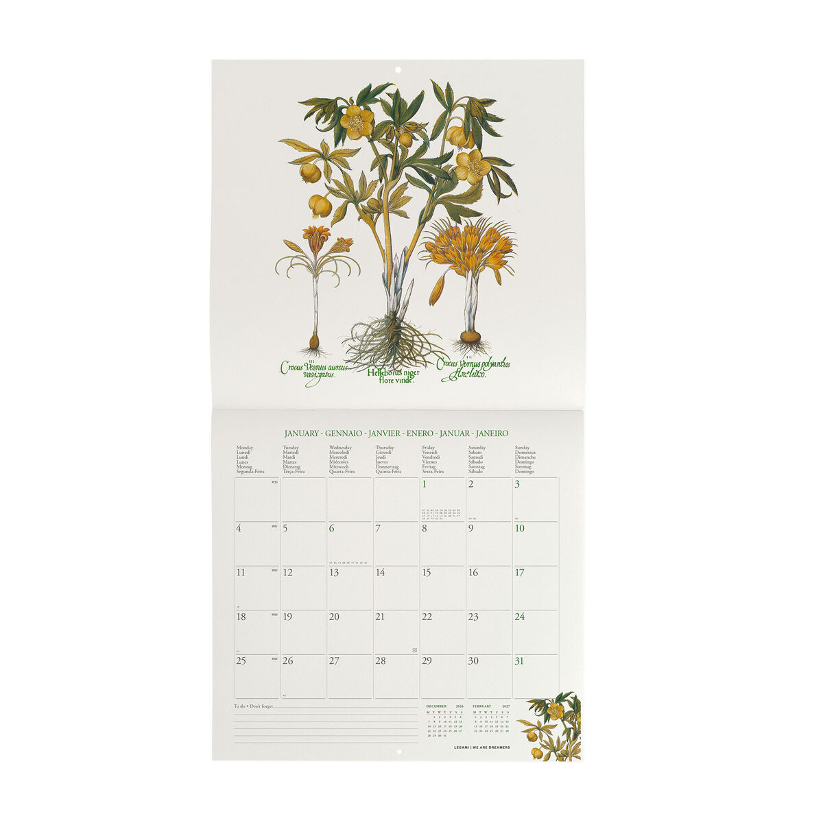 Calendário parede quadrado 2027 Legami: Herbarium - Image 2