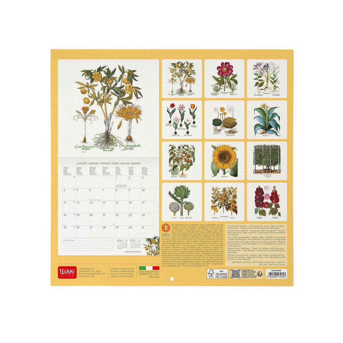 Calendário parede quadrado 2027 Legami: Herbarium - Image 3
