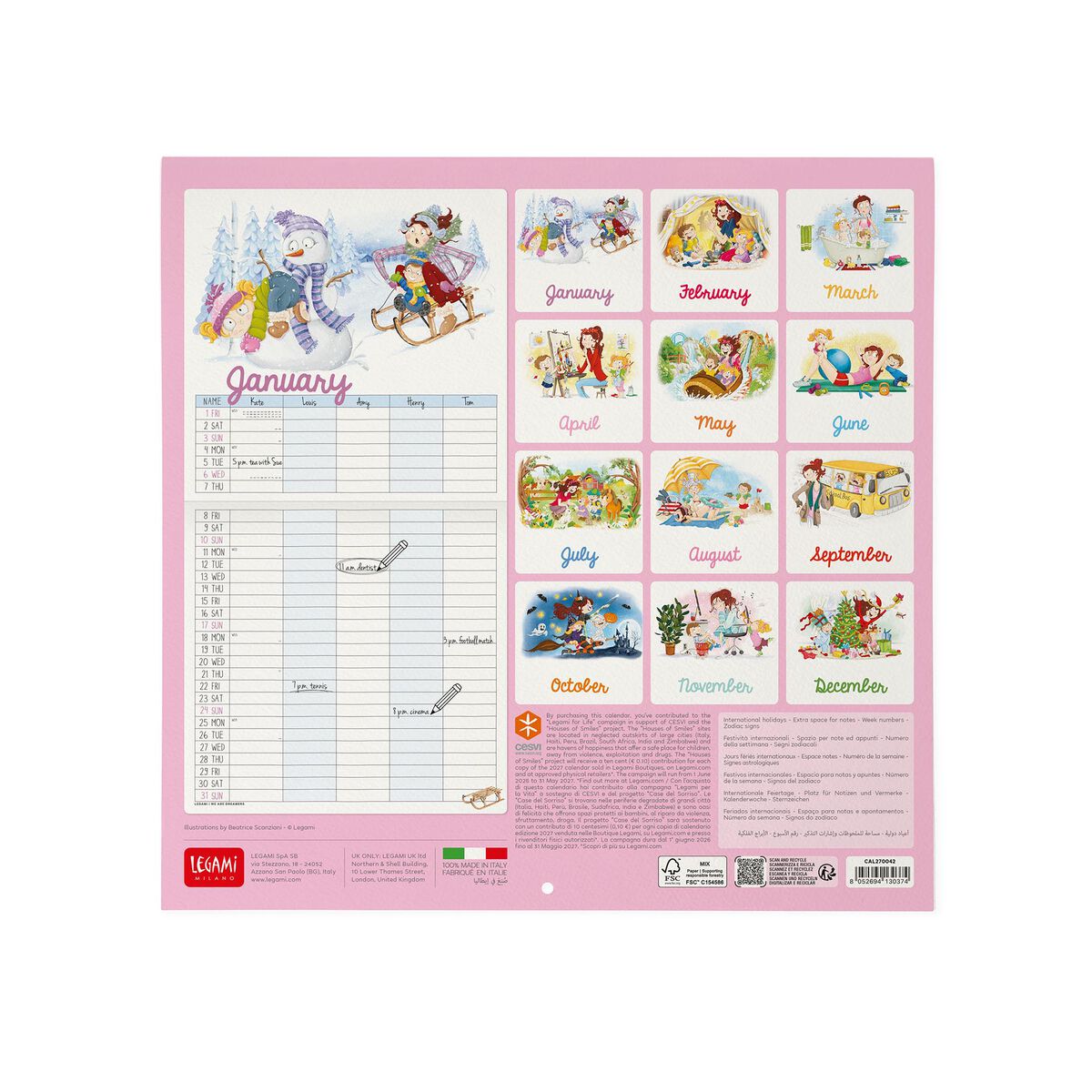 Calendário parede quadrado + Planeador Familiar 2027 Legami: Super Mum - Image 3