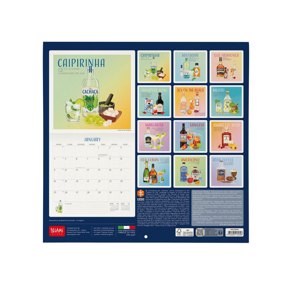 Calendário parede quadrado 2027 Legami: Cheers - Image 3
