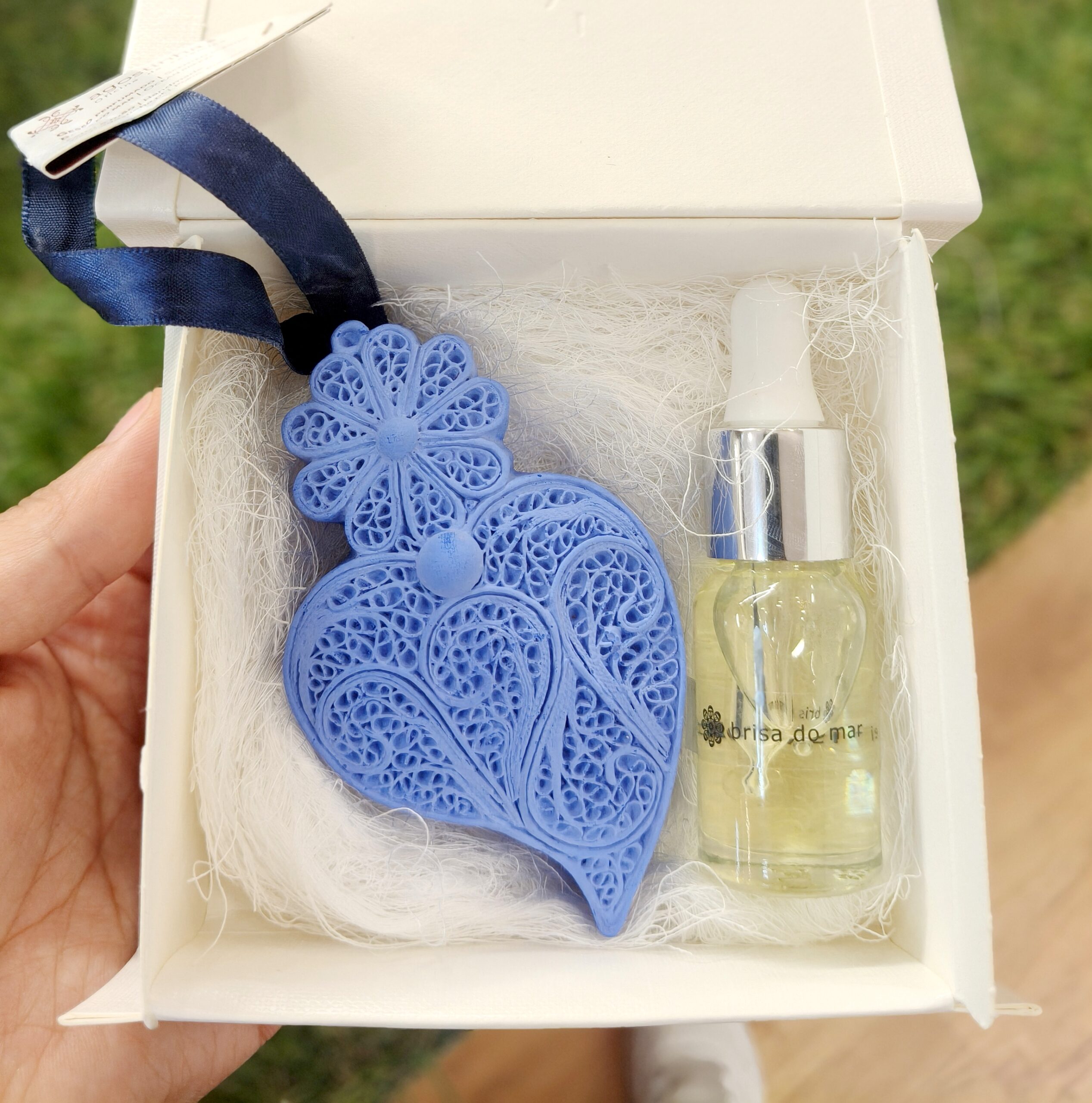 Conjunto Coração grande Azul Brisa do Mar + recarga 10ml