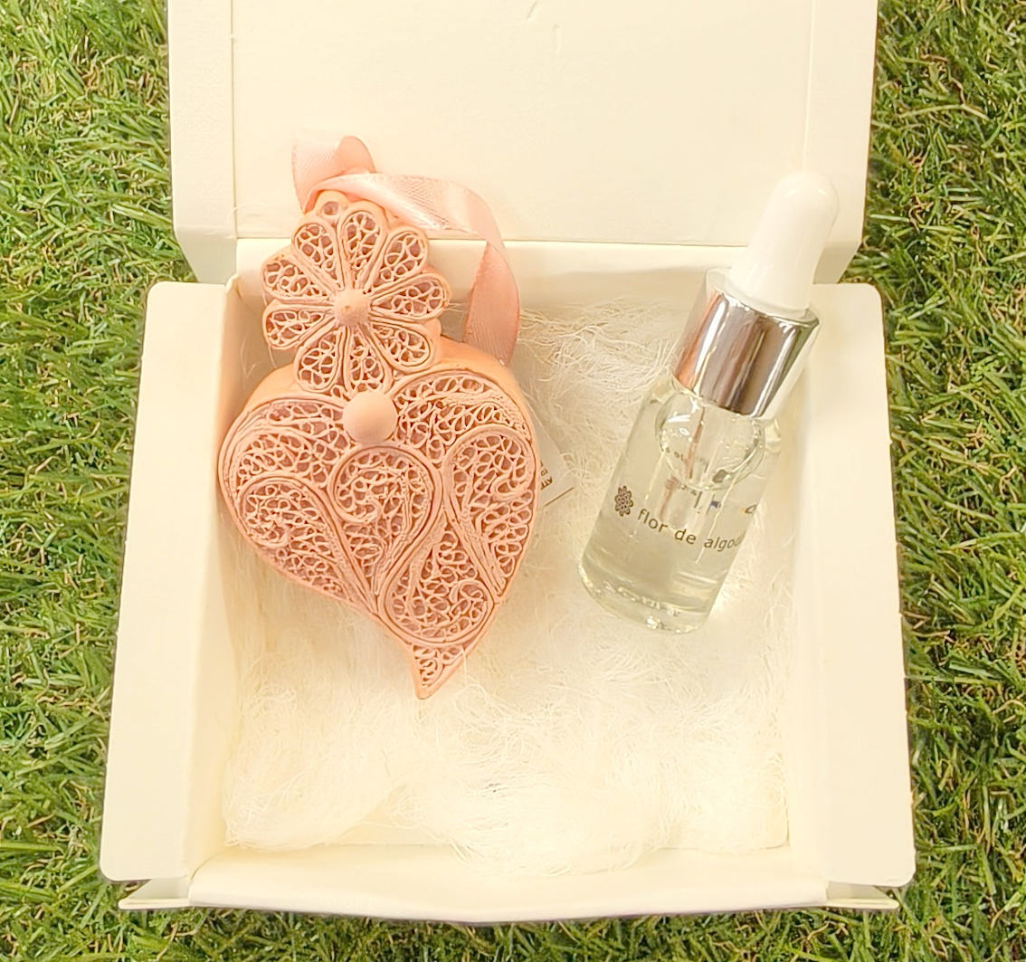 Conjunto Coração grande Rosa Velho + recarga 10ml Flor de Algodão