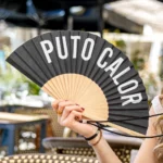 Abanico "Puto calor" negro leque