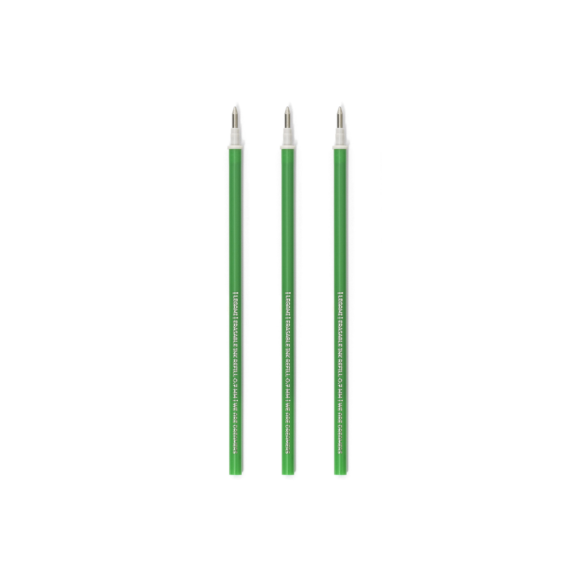 – REFEP0007 – Recargas (3) Verdes para canetas Apagáveis: Legami – Nunca vai querer ficar sem o seu produto Legami favorito! Por isso, criámos o Conjunto de 3 Recargas para as canetas apagáveis da Legami: uma forma fácil e colorida de garantir que nunca mais se separam! – Diâmetro da ponta: 0,7 mm 8052461965932