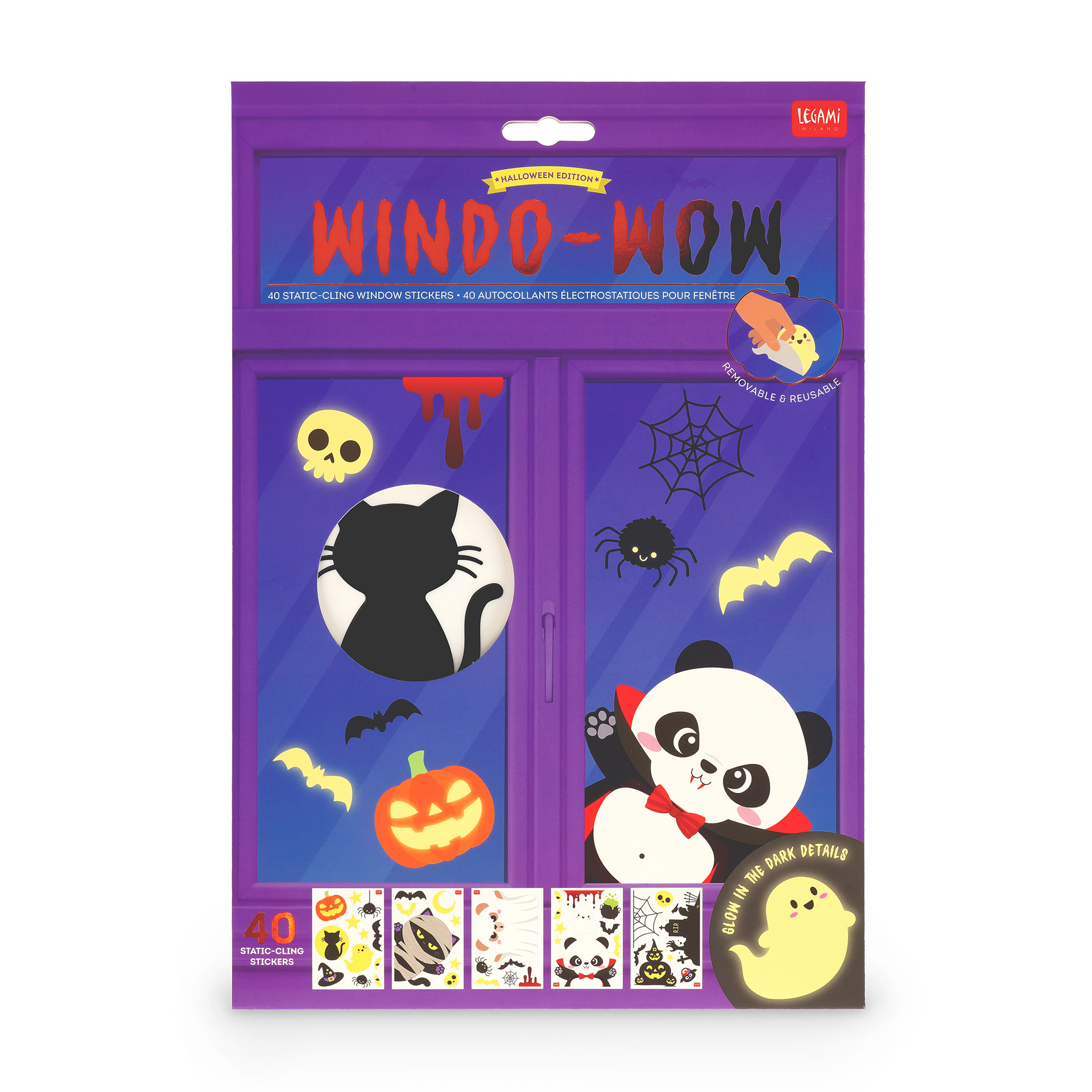 Conjunto de 40 Adesivos de Janela Halloween: electrostática