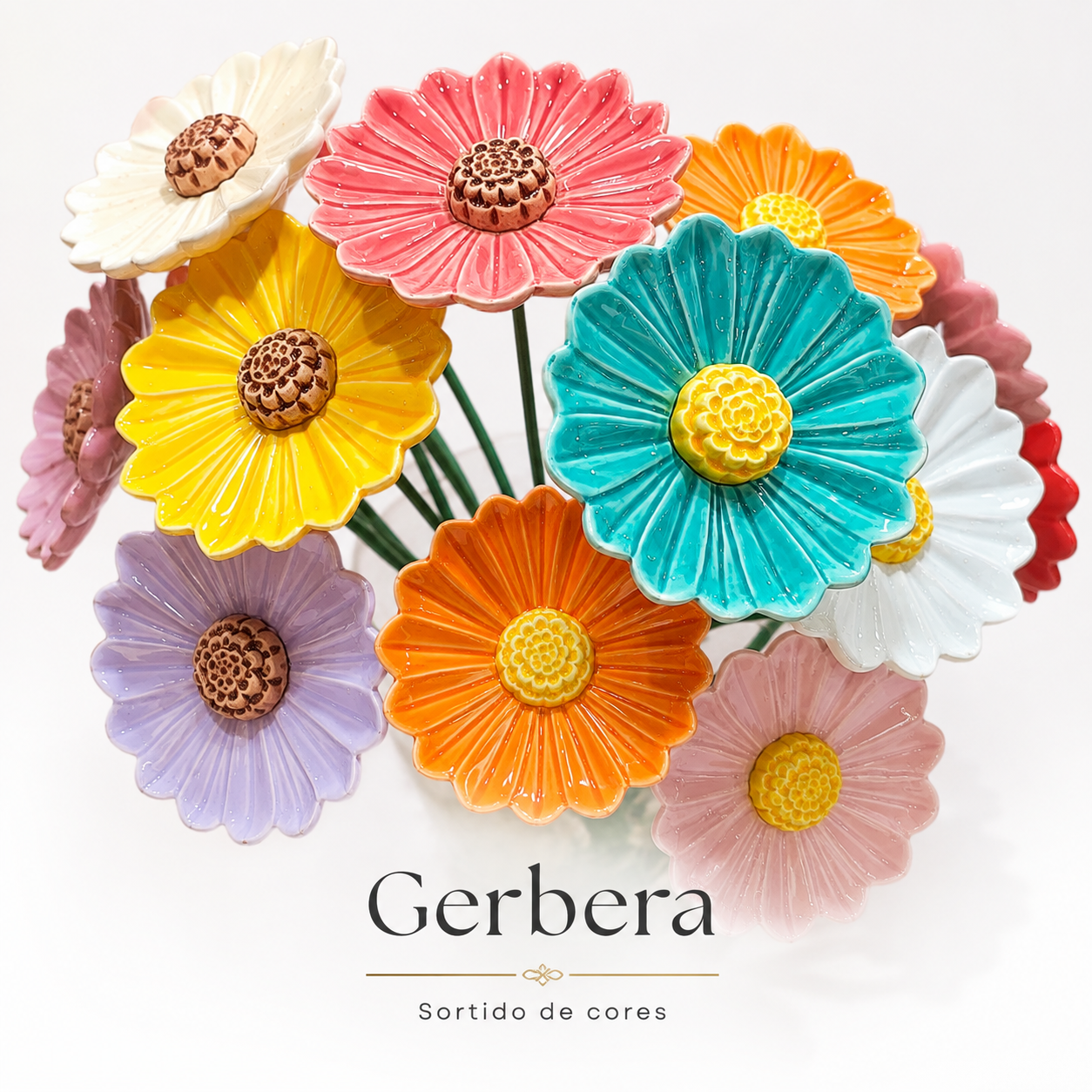 Flor de Cerâmica Gerbera: 1 flor (sortido de cores)
