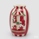 HORSE Joust VASE Amphora H.33 D.24 C6 Cod. 1101541A140 Variation WHITE RED