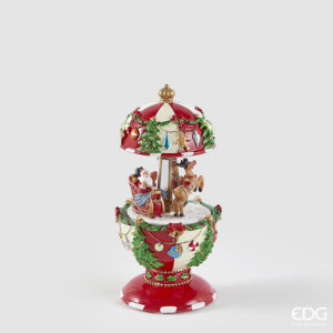 Carrossel Musical Pai Natal e Renas 17cm