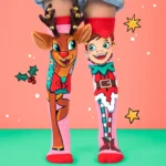 MDJ110 meias natal madmia reindeer and elf socks