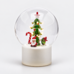 TWIST LED SPHERE DECORATION 3 PCS. H.18 D.15 MOV.+LED C6 Cod. 8101782A774 Variation GREEN RED