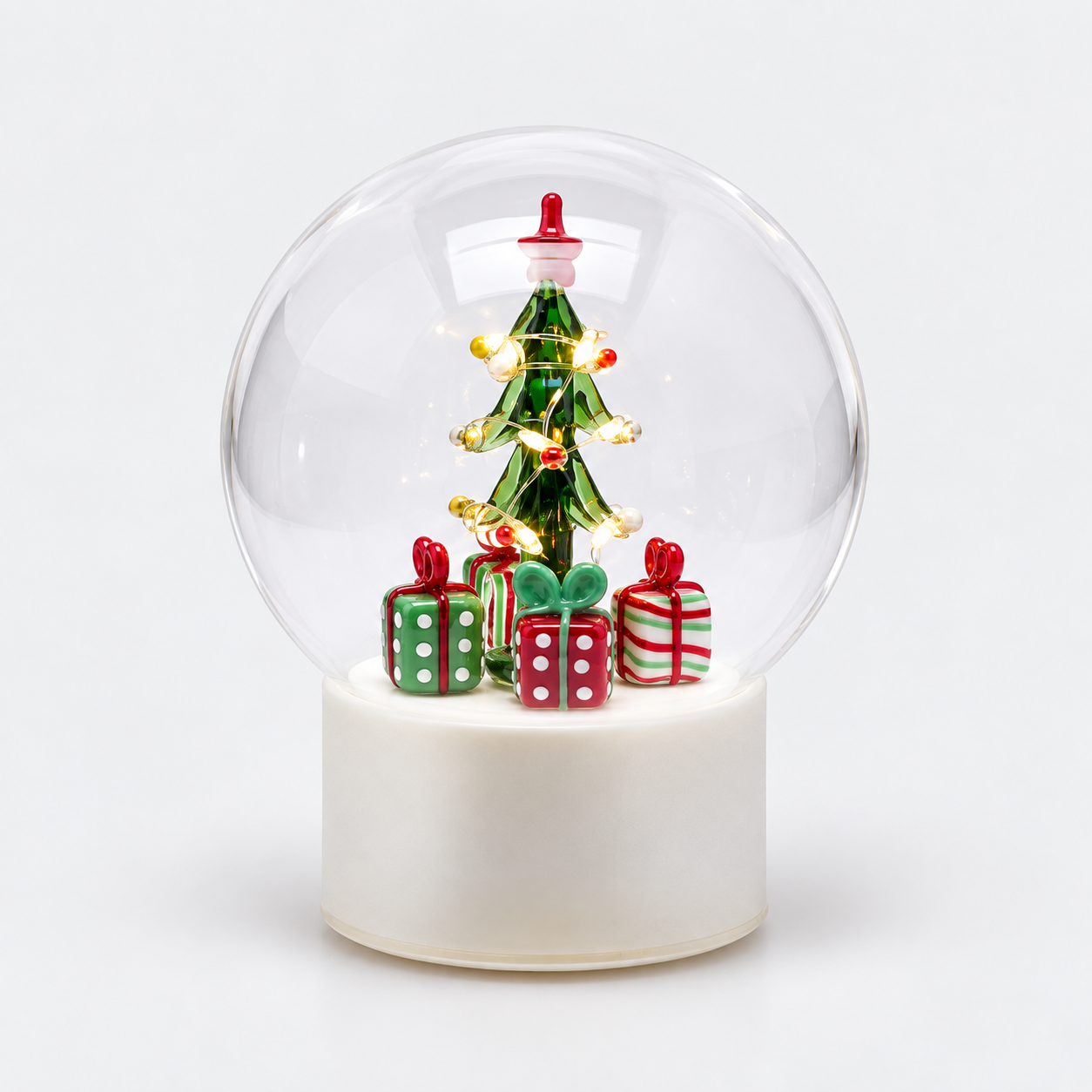 TWIST LED SPHERE DECORATION 3 PCS. H.18 D.15 MOV.+LED C6 Cod. 8101782A774 Variation GREEN RED