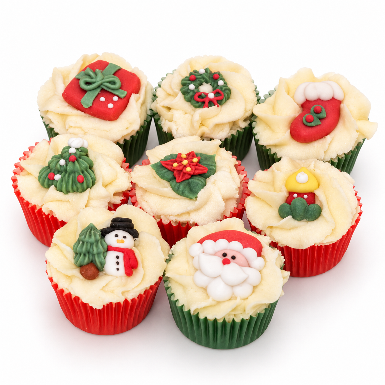 "Sapin Gourmand" Mini Cupcake 8 décors différents (colisage de 24 pces) Livrable a partir du 12 Octobre Store/Fondants and Cupcakes cupcake de banho natal
