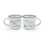 Set of 2 Coffee Cups - Dog and Cat - Espresso For Two
