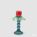 FLOWER CANDLE HOLDER H.20 D.12 C6 Cod. 4400659A774 Variation GREEN RED vela edg