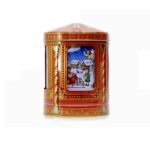 "Angels & Gnomes" spinning Musical Cookie jar red lata natal gnomos